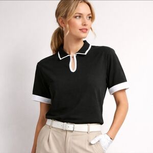 PING Golf Polo Black & White Keyhole Collar Top Women’s XL